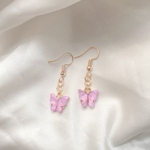 handmade pink and gold butterfly earrings!